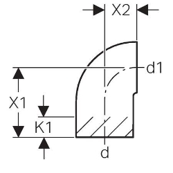 Bild von  Geberit PE Bogen 90° reduziert,  DN:60 / 50, d[mm]:63, d1[mm]:50 , Art.Nr. : 364.062.16.1