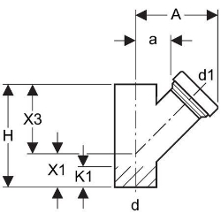 Bild von  Geberit PE Reinigungsstück 45° mit runder Serviceöffnung,  d[mm]:110, d1[mm]:110, A[cm]:19.5 , Art.Nr. : 367.453.16.1