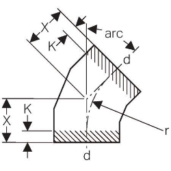 Bild von  Geberit PE Segmentbogen,  Winkel: 45°, DN:250, d[mm]:250, X[cm]:16.5 , Art.Nr. : 371.045.16.1