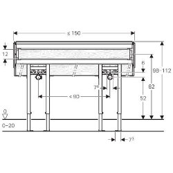 Bild von Geberit Duofix Element für Doppelwaschtisch, 98 cm, erweiterbar auf 112 cm, Bausatz, Art.Nr. : 111.530.00.1