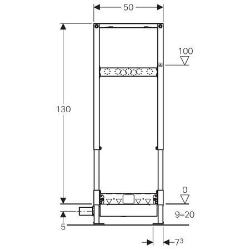 Bild von Geberit Duofix Element für Dusche, 130 cm, mit Wandablauf, Wandarmatur Aufputz, für Estrichhöhe am Einlauf 90–200 mm, Art.Nr. : 111.588.00.1