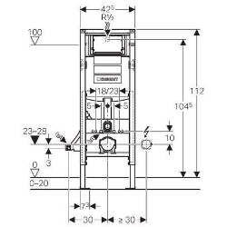 Bild von Geberit Duofix Element für Wand-WC, 112 cm, mit Sigma Unterputzspülkasten 12 cm, barrierefrei, Art.Nr. : 111.351.00.5