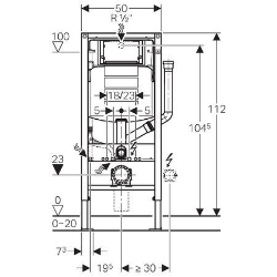 Bild von Geberit Duofix Element für Wand-WC, 112 cm, mit Sigma Unterputzspülkasten 12 cm, für Geruchsabsaugung mit Abluft, Art.Nr. : 111.313.00.5