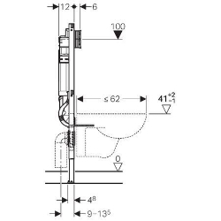 Bild von Geberit Duofix Element für Wand-WC, 112 cm, mit Sigma Unterputzspülkasten 12 cm, für Geruchsabsaugung mit Abluft, Art.Nr. : 111.313.00.5