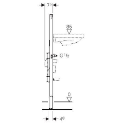 Bild von Geberit Duofix Element für Waschtisch, 112 cm, Standarmatur, mit einer Wasserzählerstrecke und einer Wasserstrecke mit Unterputzabsperrventil JRG LegioStop® und Anschluss-T-Stück, Art.Nr. : 111.571.00.1