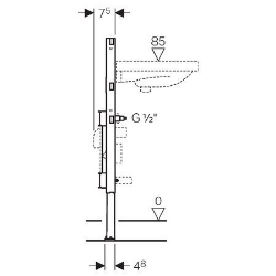 Bild von Geberit Duofix Element für Waschtisch, 82–98 cm, Standarmatur, mit zwei Wasserzählerstrecken, Unterputzabsperrventil JRG LegioStop® und Anschluss-T-Stück, Art.Nr. : 111.573.00.1