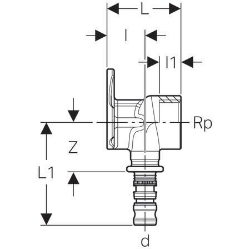 Bild von Geberit Mepla Anschlusswinkel 90°, DN 12, d 16 mm, Art.-Nr. 601.289.00.5