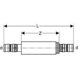 Bild von Geberit Mepla Langkupplung, DN 12, d 16 mm, Art.-Nr. 601.575.00.5