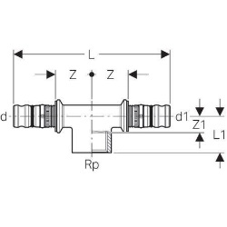 Bild von Geberit Mepla T-Stück mit Innengewinde, DN 12 / 15 / 12, d 16 mm, Art.-Nr. 601.360.00.5