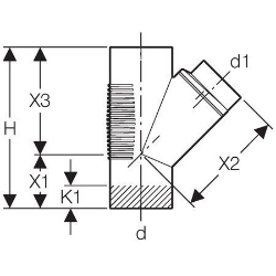 Bild von Geberit Silent-db20 Abzweig 45°,  DN:150 / 125, d[mm]:160, d1[mm]:135, Art.Nr. : 315.124.14.1