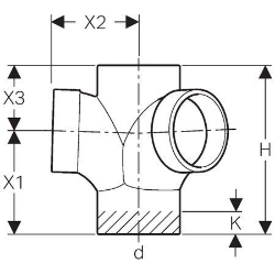 Bild von Geberit Silent-db20 Bogeneckabzweig 88.5° / 135°,  DN:100 / 100, d[mm]:110, d1[mm]:110, H[cm]:22.5, Art.Nr. : 310.105.14.1