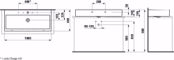 Bild von Laufen LIVING CITY - Aufsatz-Waschtisch, 000 weiss, 1 Hahnloch, 1000 x 460 x 155, Art.Nr. : H8184380001041