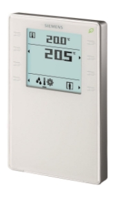 Bild von Siemens Raumbediengerät mit KNX, Fühler für Temperatur, Feuchtigkeit, CO2, segmentiertem Display mit Hintergrundbeleuchtung, Touchkeys, Art.Nr.: QMX3.P74