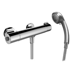 Bild von Laufen Armaturen - Thermostatischer Duschenmischer, Anschlussdistanz 153 mm, mit Verschraubungen, mit Zubehör , Art.Nr. : WI932050100000