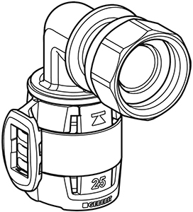 Bild von Geberit FlowFit Übergangsbogen 90° mit Überwurfmutter d20mm 1/2", Art.Nr. :620.688.00.1