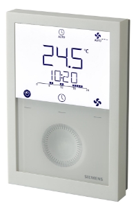 Bild von Siemens RDG200T Raumthermostat. Modulierte Ausgänge (PWM / 3-Pkt) oder Ein/Aus. Ventilatorkonvektor (3-Stufen, DC), Universalapplikationen Art. Nr.: RDG200T