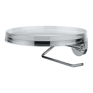 Bild von LAUFEN - KARTELL LAUFEN - Papierrollenhalter, Ø 185 mm, inklusive Ablageschale 'disc' kristallklar, Art.Nr. :H3843320040001