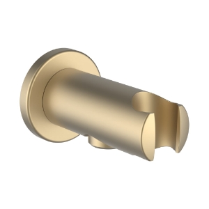 Bild von LAUFEN - SANITARY ACCESSORIES - Twin, Anschlussbogen mit Handbrausenhalter, Ausladung 77 mm, runde Rosette, PVD blassgold matt, Art.Nr. :HF504778462000